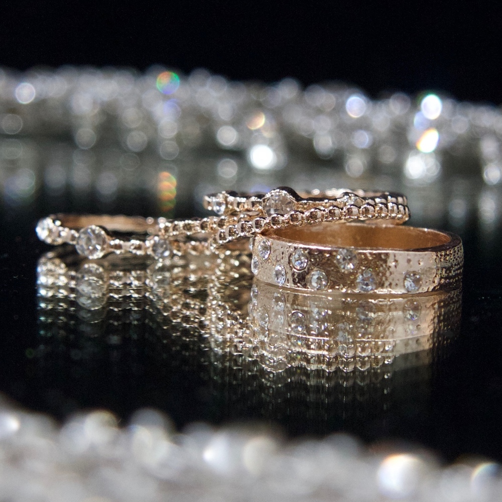 14kt Gold Dipped Swarovski Stack Rings - Picture 5 of 8